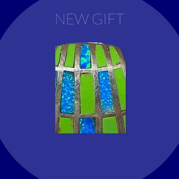 Opal turquoise pendant sterling silver - Picture 2 of 7